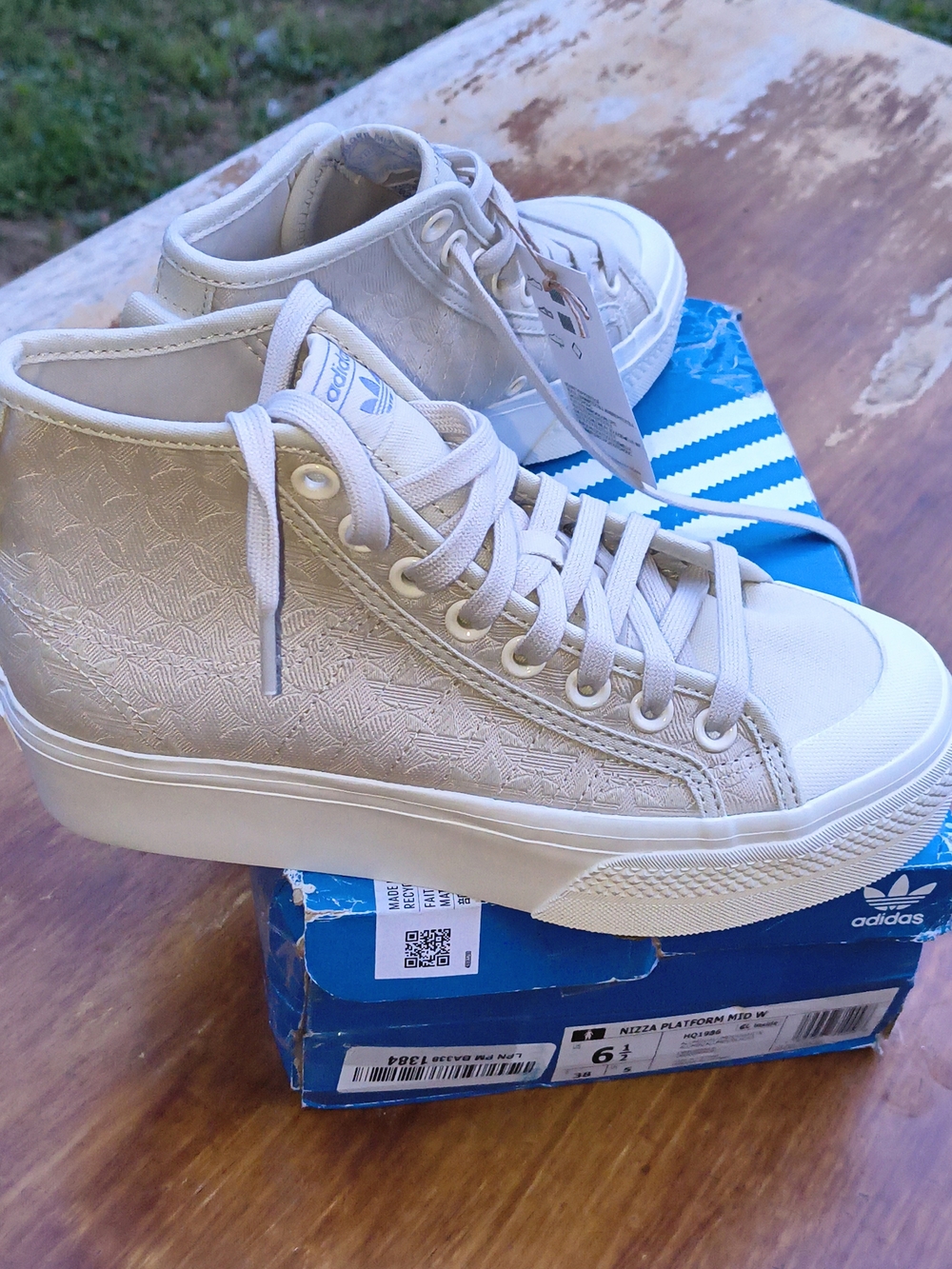 Adidas Nizza Platform Mid W High-Top Sneakers in Cream